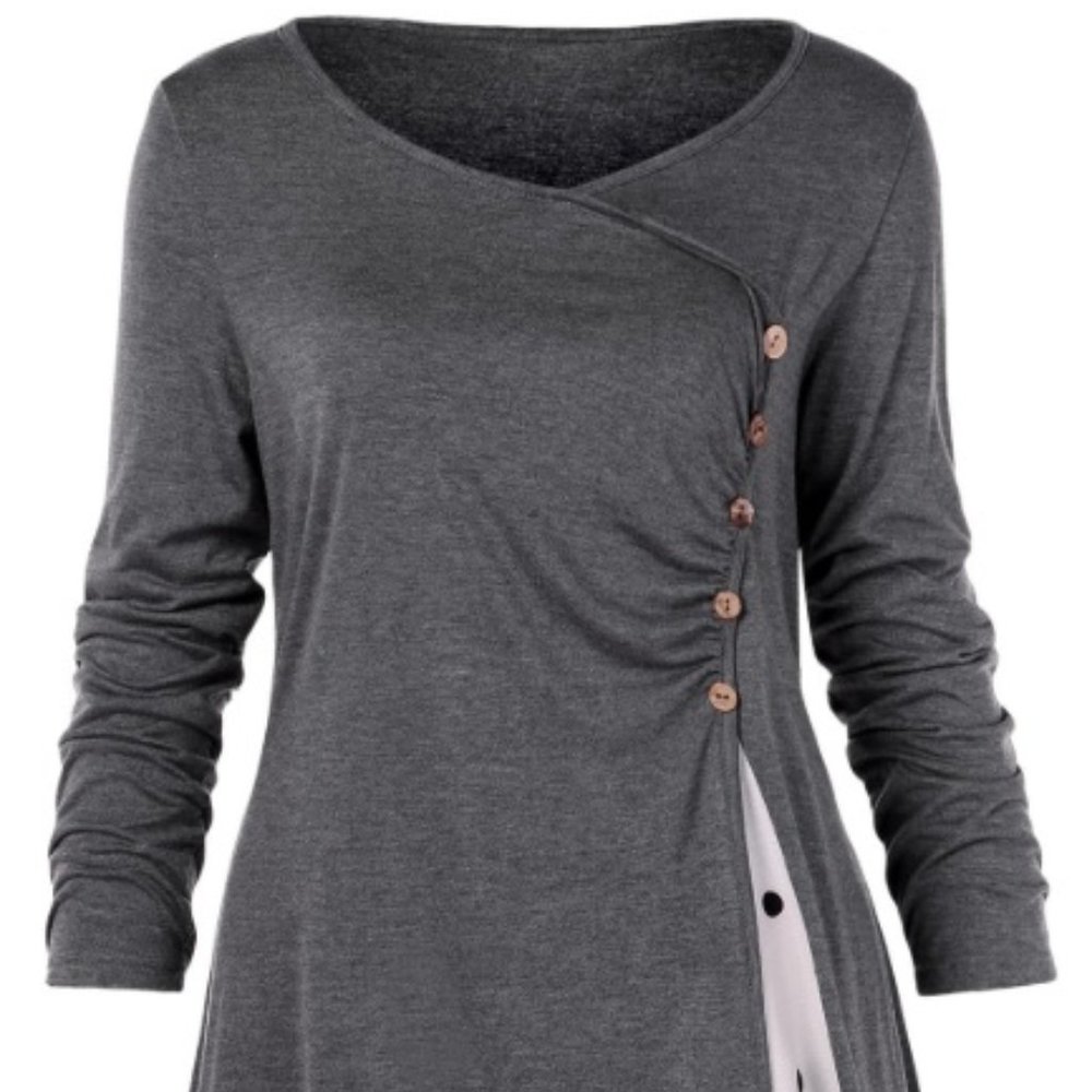 Draped Floral Long Tunic Tee